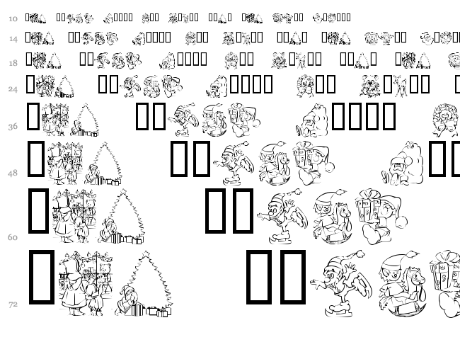 KR Christmas Color Me font waterfall